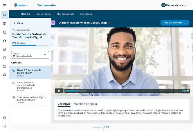 Interface de treinamentos 1