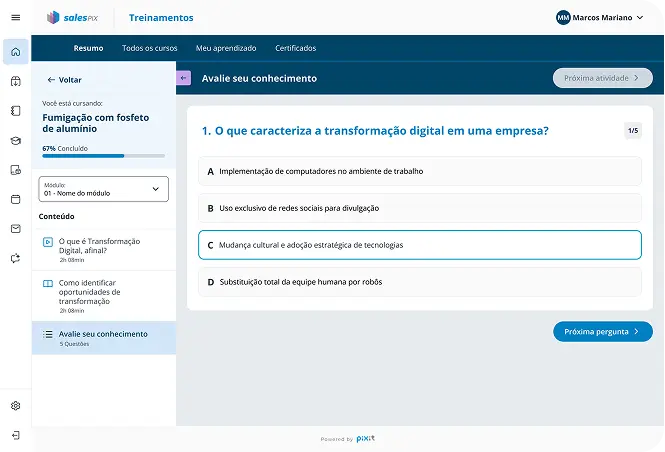 Interface de treinamentos 2